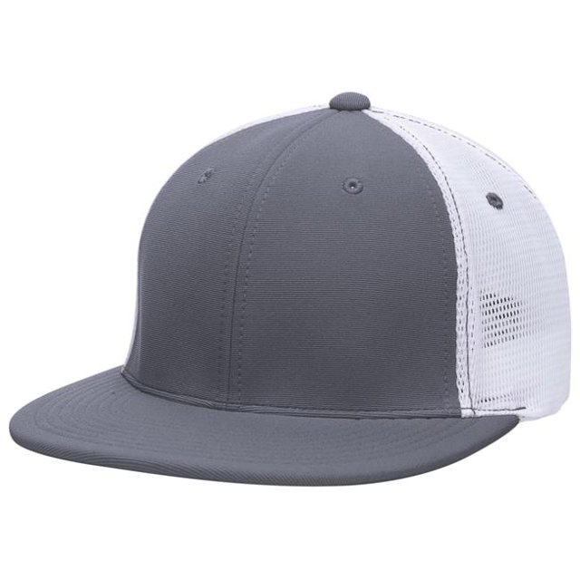 Pacific Headwear ES341.197.XS Premium M2 Performance Trucker Flexfit Cap, Graphite & White - Extra Small
