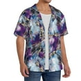 thumbnail image 4 of Wukai Purple Marble Texture Men's Casual Short-Sleeve Button Down Shirt - Lightweight Summer Dress Shirt for Daily Wear-Medium, 4 of 7