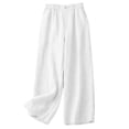 thumbnail image 7 of Diufon White Linen Pants Women Summer Boho Wide Leg Palazzo Pants Casual Drawstring High Waisted Trousers with Pockets, 7 of 7