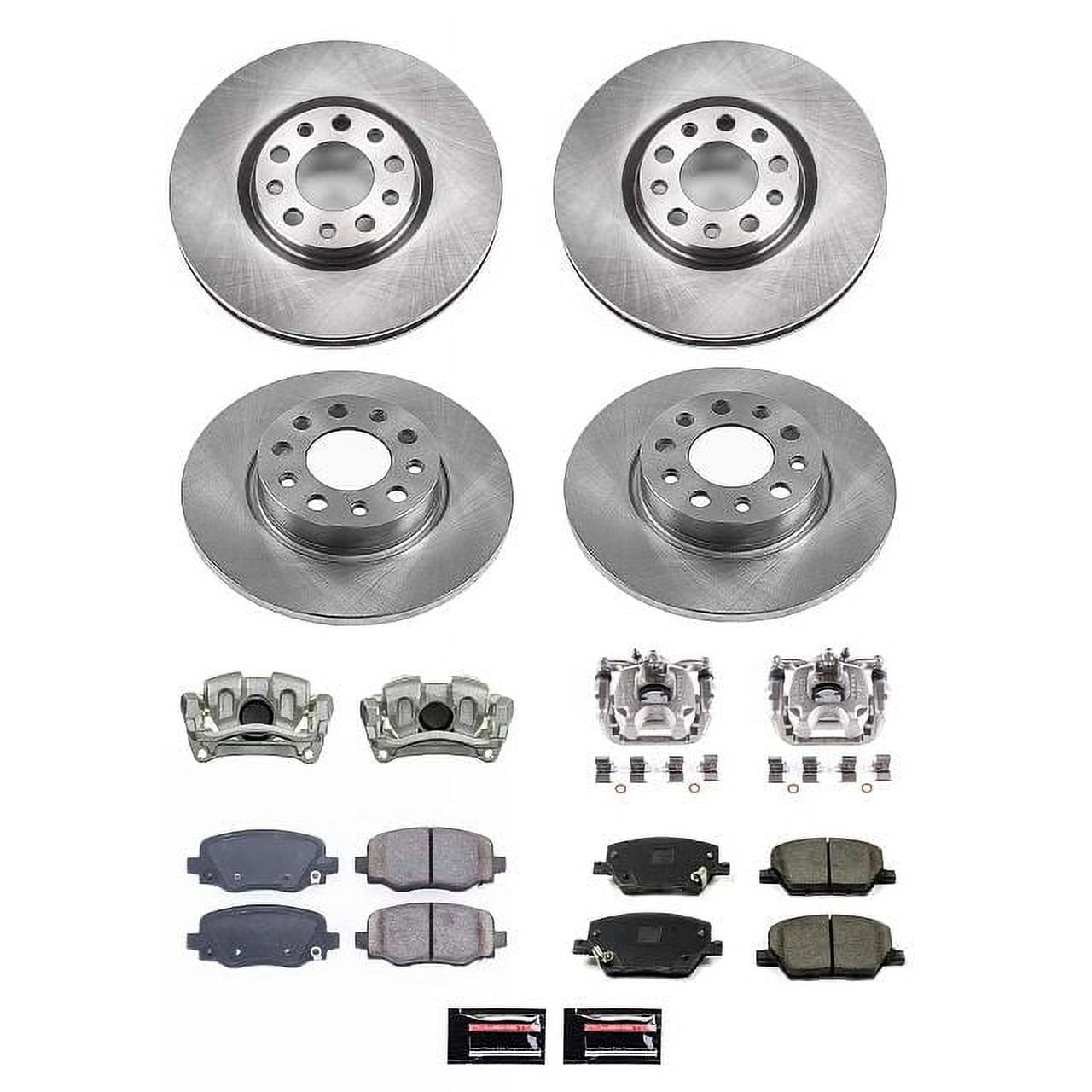 PowerStop Front and Rear Stock Replacement Brake Pad and Rotor Kit with Calipers Fits: FIAT JEEP Select Models KCOE7300