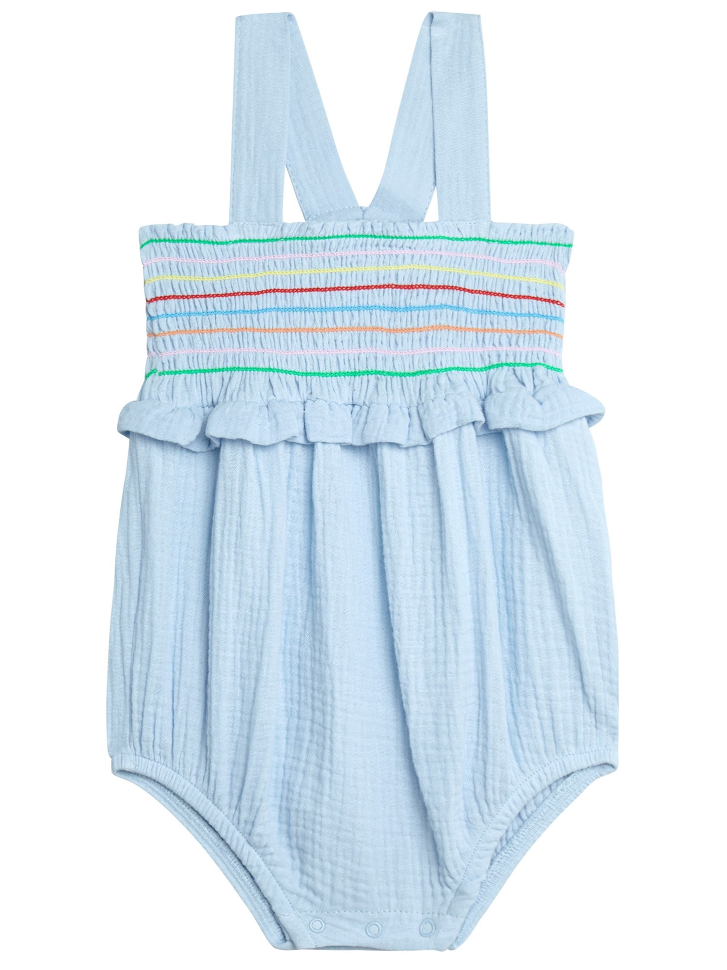 Jessica Simpson Baby Girls' Smocked Cotton Romper with Sun Hat Set, 2-Piece, Sizes 0M-24M