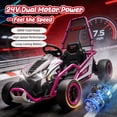 thumbnail image 4 of Track Seven 24V Electric Go Kart for Kids, Drift Crazy Cart with 400W Motors, Max 7 Mph, Protective Roll Cage, Metal Frame, 5-Point Harness, Bluetooth, 24V Ride on Toy Car Kart for Kids Aged 6+, Pink, 4 of 8