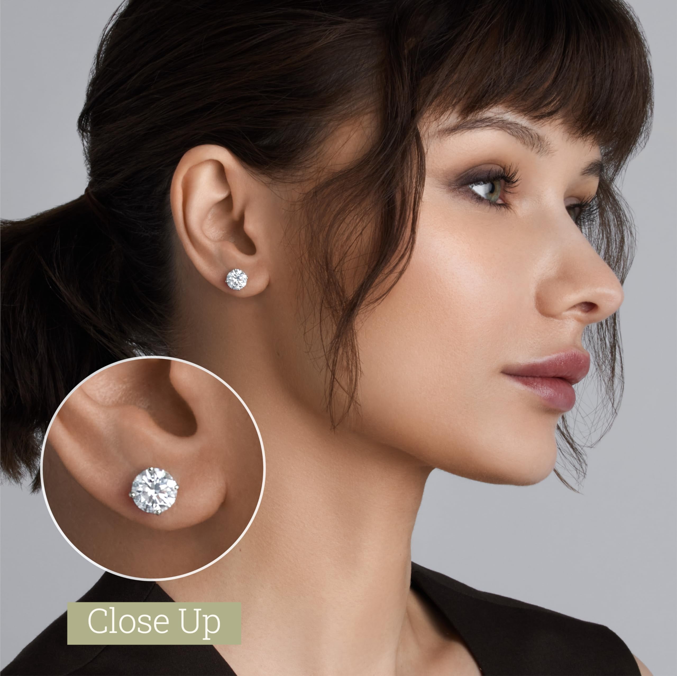Gilded 3 Carat Total Weight IGI Certified Lab-Grown Diamond 14KT White Gold Stud Earrings for Women| Hypoallergenic Fine Gold Jewelry| 4-Prong Basket, Push Back Nut|VSI1 Clarity, E-F Color, Round Cut