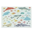thumbnail image 1 of Ocean Cutting Board, Whale Squid Sea Lion Shark Jellyfish Clownfish Dolphin Starfish Stingrays Colorful, Decorative Tempered Glass Cutting and Serving Board, Large Size, Multicolor, by Ambesonne, 1 of 1