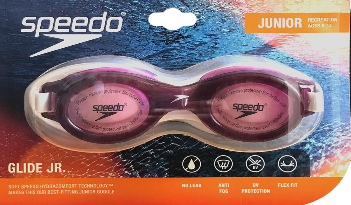 ✅ Speedo Junior Jr Glide Print Pink & Black Goggles NEW 