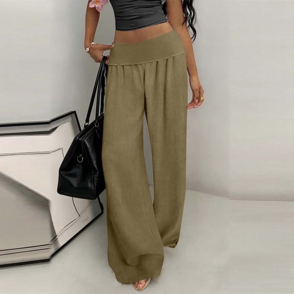 ClodeEU Women's Low Waist Wide Leg Sweatpant,Lounge Trendy Palazzo Pants with Pockets Army Green,Womens Plus L
