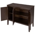 thumbnail image 4 of Sideboard Buffet Storage Cabinet, Solid Wood Accent Cabinets with 3 Doors and Adjustable Shelf, Rustic Brown Console Tables for Entryway Hallway, Dining Room, Living Room, Study, JA1565, 4 of 10