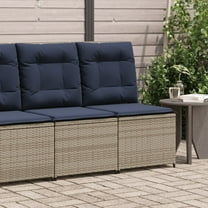 vidaXL Reclining Patio Sofa with Cushions Gray Poly Rattan