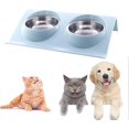 thumbnail image 1 of Comedero para gatos de acero inoxidable antideslizante, comedero para gatos, gatos criados, comederos para gatos, comedero doble para gatos, con dos comederos de acero inoxidable, para gatitos JFHHH pequeña, 1 of 1