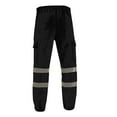 thumbnail image 5 of Men's Reflective Strip Sanitation Work Uniform Fleece Pants, Casual Sports Trousers for Safety and Visibility During Night Work or Outdoor Activities,Black,L, 5 of 5