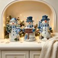 thumbnail image 4 of Cute Mini Christmas Snowman Resin Statue, Hand Painted Pink & Blue Snowman with Gifts Tree Sign, Desktop Tabletop Ornament, Beautiful Decor for Shelf, Indoor Winter Christmas Home Holiday, 4 of 6