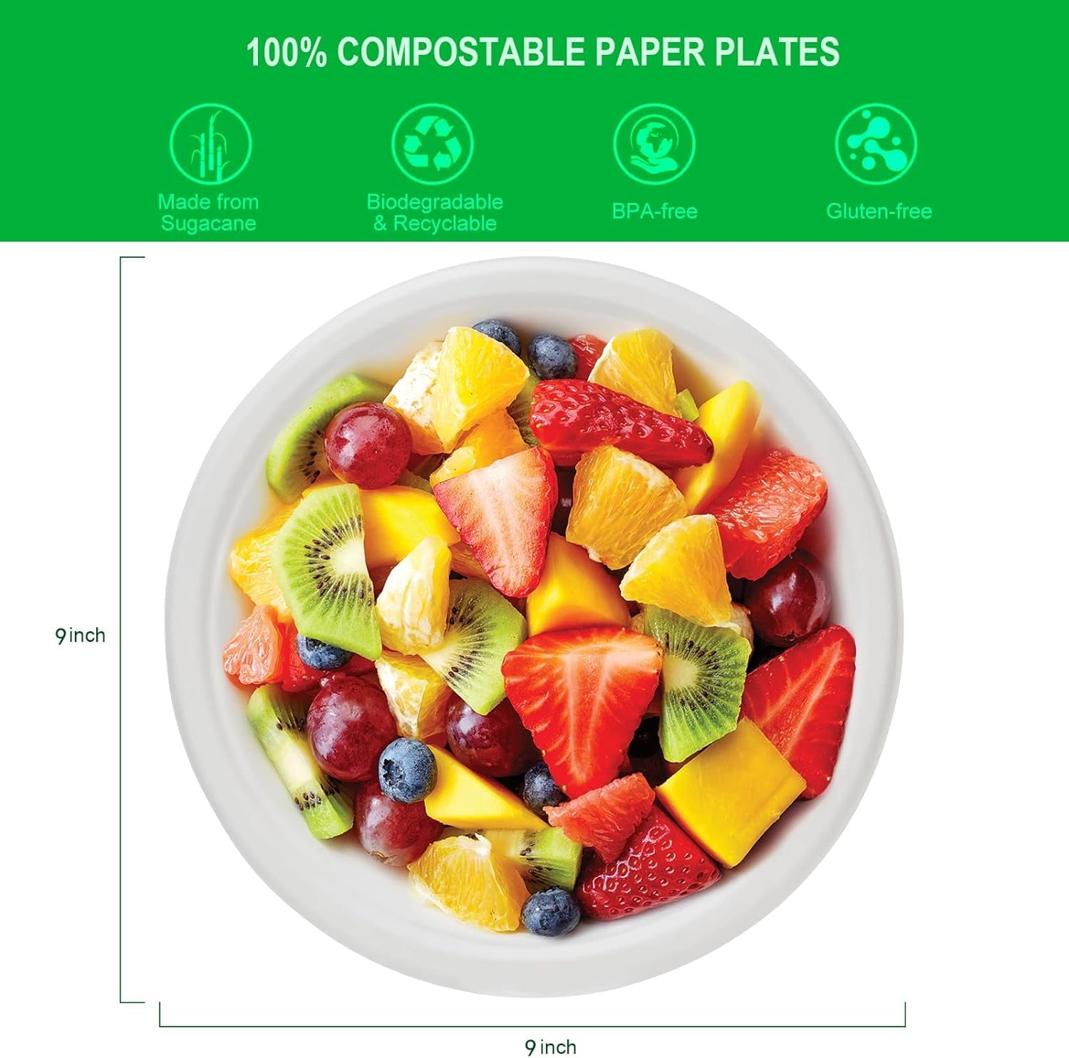 Houmye 100% Compostable Oval Paper Plates AFN1[50-Pack] - (PFAS-Free) - (BPI Certified) - [10 Inch] Heavy Duty, Eco-Friendly, Biodegradable Bagasse Dinner Platters - Natural Brown 10" Oval Plates