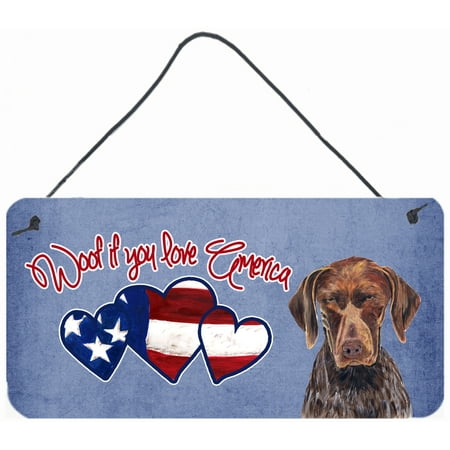 Woof if you love America German Shorthaired Pointer Wall or Door Hanging Prints