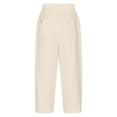 thumbnail image 5 of hoksml Women's High Waist Drawstring Pants, Casual Cotton Trousers with Pockets and Side Cutout Detail, 5 of 6