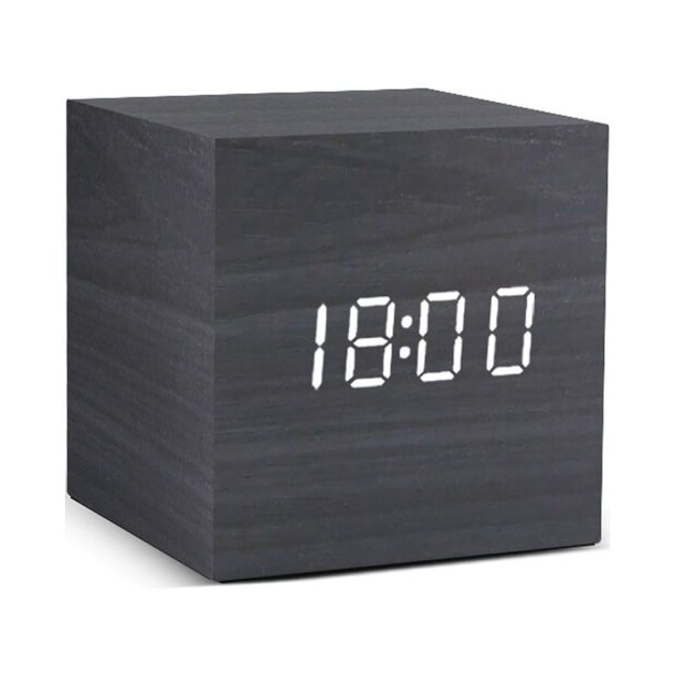 Reloj despertador Digital LED de madera alimentado por USB/AAA, reloj de mesa con temperatura, humedad, Control de voz, Snooze, relojes electrónicos de escritorio