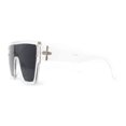 thumbnail image 3 of Oversize Flat Top Shield Square Rectangle Plastic Fashion Sunglasses Clear Black, 3 of 4