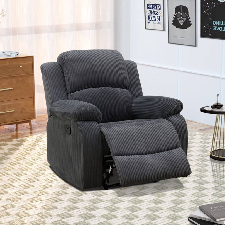 TrumanPick Manual Recliner Sofa, Dark Gray Corduroy photo 1