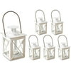Kate Aspen Decorative Lanterns - Set of 6 - Luminous Distressed Metal Lantern Candle Holders for Wedding, Home Decor and Party - 4.5" H (6.5" H with Handle) – White