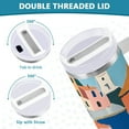 thumbnail image 3 of Yayeee 30oz Stainless Steel Tumbler with Straw and Handle Double-Wall Insulated Travel Water Bottle, Art City, 3 of 8