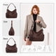 thumbnail image 4 of Bolso estilo hobo vintage de gran capacidad, bolso de hombro retro de piel sintética, bolso cruzado informal para mujer, color café, 4 of 7