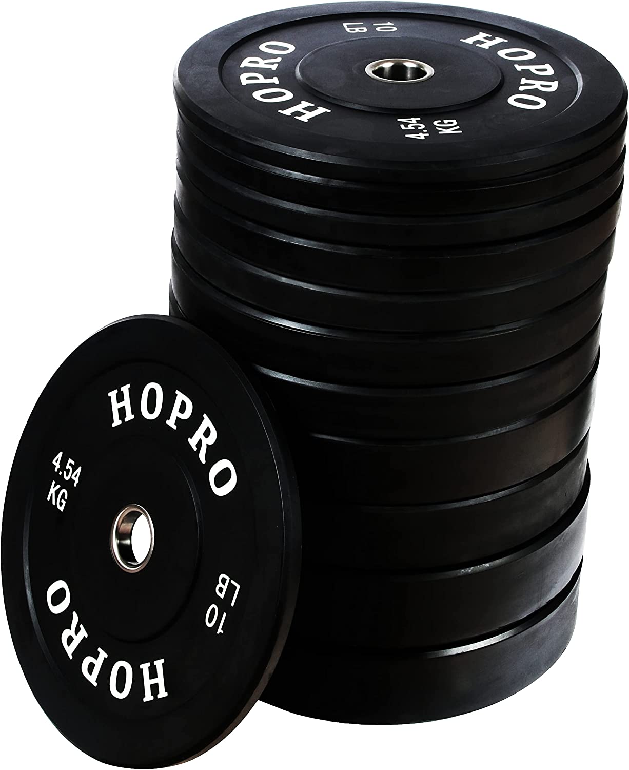 BalanceFrom HOPRO Olympic Bumper Plate Weight Plate with Steel Hub, Black, 370 lbs Set - image 3 of 3