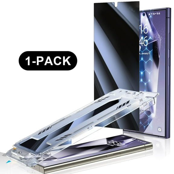 1-Pack Privacy Tempered Glass Screen Protector For Samsung Galaxy S25 Plus with Easy Installation Auto-Alignment Kit
