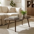 thumbnail image 7 of Brown Wood Farmhouse Coffee Table with Vivid Leaf Design, Center Table with Rustic Grain for Living Room or Bedroom, 7 of 7