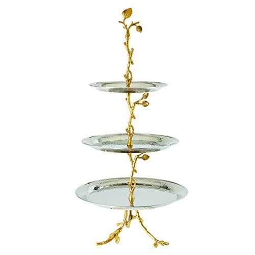 Elegance Golden Vine Hammered 3 Tier Server, Gold