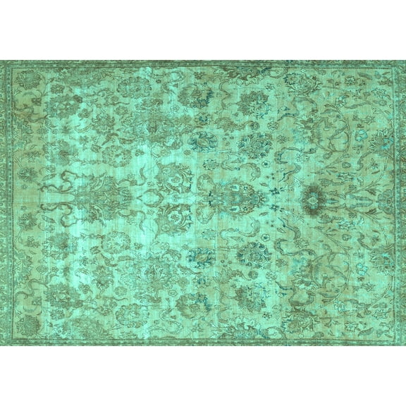 Ahgly Company Machine Washable Indoor Rectangle Persian Turquoise Blue Traditional Area Rugs, 5' x 7'