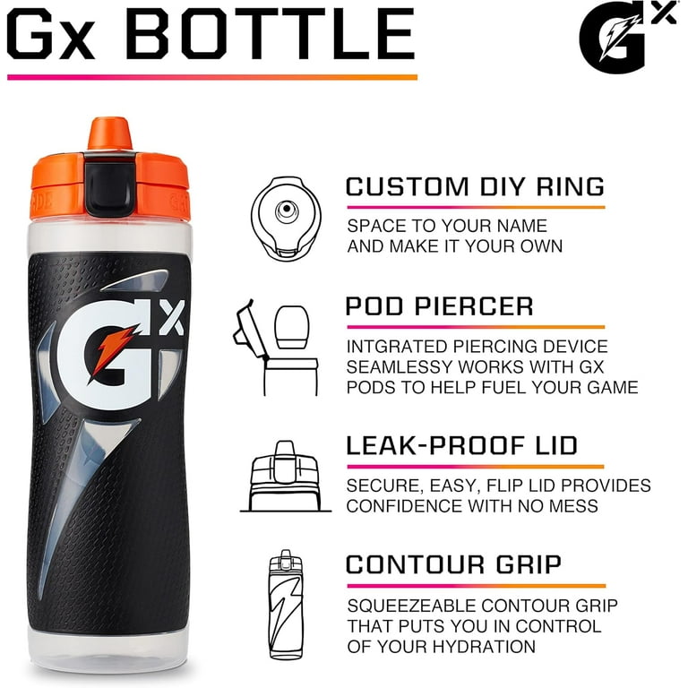 Gatorade Gx Hydration System Non-Slip Squeeze Bottle 30oz White