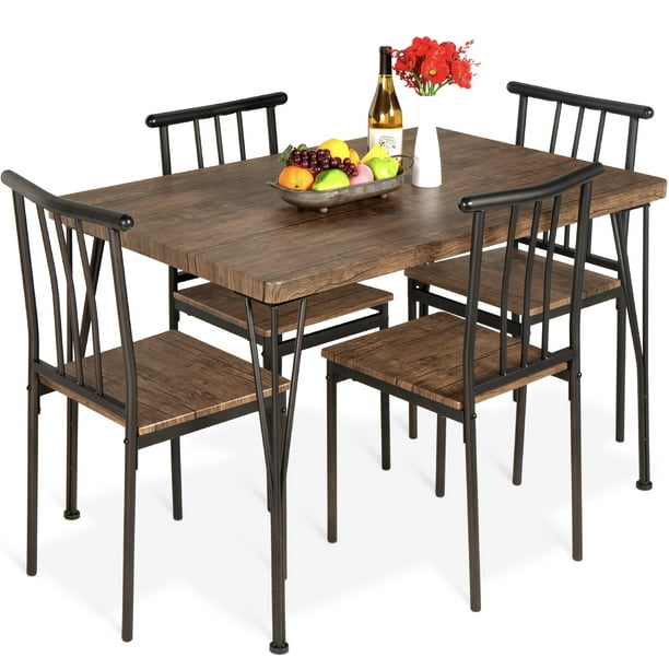 Best Choice S 5 Piece Indoor, Metal Wood Dining Table Chairs