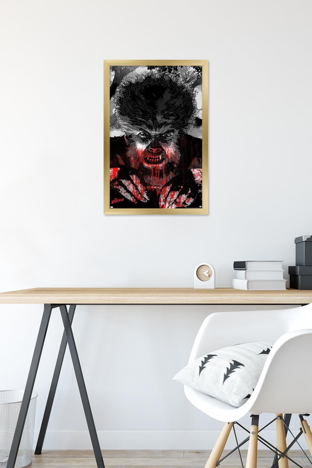 The Wolf Man - Autumn Moon Wall Poster, 14.725" x 22.375" Framed