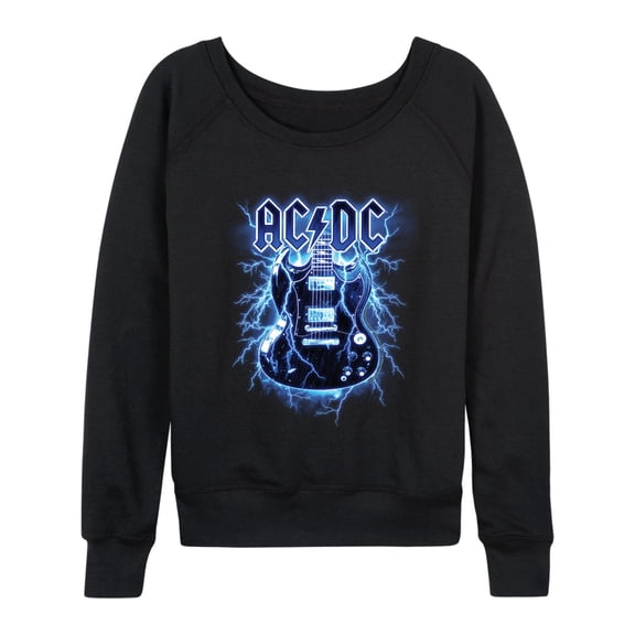 AC/DC - Lightning Guitar - Women's French Terry Long Sleeve Pullover