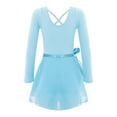 thumbnail image 2 of YONGHS Girls Long Sleeve Leotard with Tutu Skirt Kids Ballerina Ballet Dancewear Dress Outfits Light Blue 5-6, 2 of 7