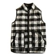 thumbnail image 3 of Baby Girl Buffalo Plaid Vest Top Winter Warm Zipper Quilted Cotton Blend Jacket Sleeveless Toddler Boys Fall Clothes, Black, 4-5 Years, 3 of 6
