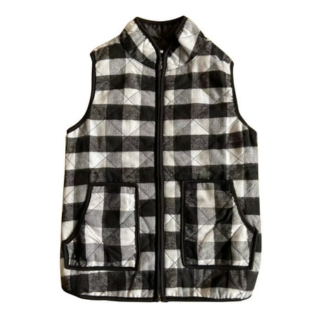 

Tarmeek Kid Little Girls Puffer Buffalo Vest Lightweight Plaid Quilted Vest Cute Winter Outwear Padded Outfit 1-6 Years