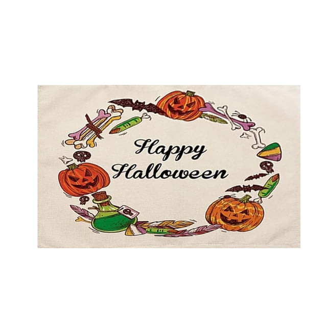 DFC Halloween Themed Linen Placemat For Dining Table Kitchen And Living Room Decorative Holiday Dinner Mat Heat