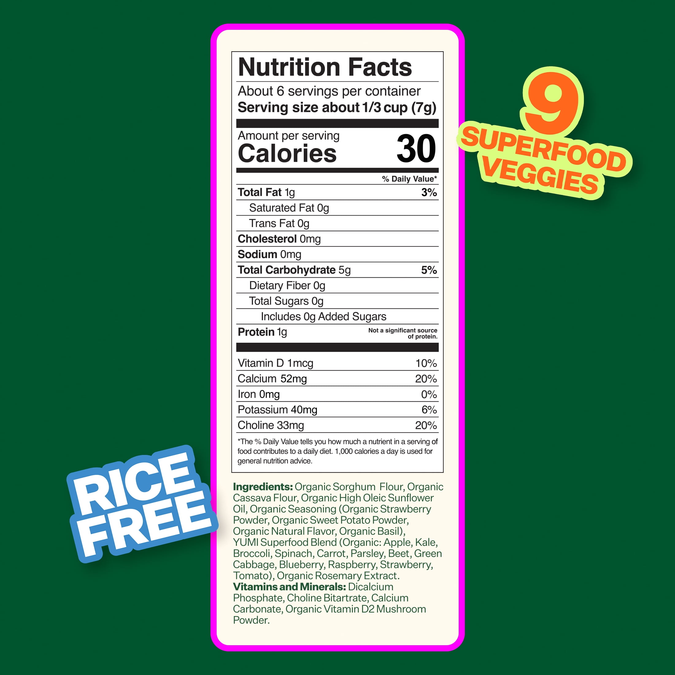(6 pack) YUMI Organic Stage 3 Strawberry & Basil Puffs, 1.5 oz/cannister