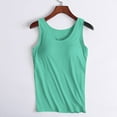 thumbnail image 2 of WREESH Womens Camisole Solid Color Padded Camisole Without Rims and Cup Integrated Outer Wear Base Underwear Green, 2 of 7