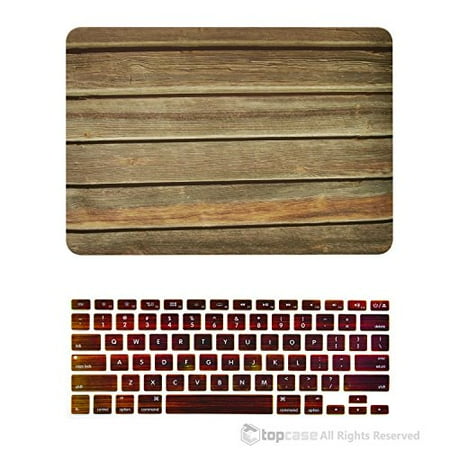 Screen Display Horizontal (TOP CASE - 2 in 1 Bundle Deal Retina 13-Inch Horizontal Wood Texture Rubberized Hard Case + Keyboard Cover for MacBook Pro 13