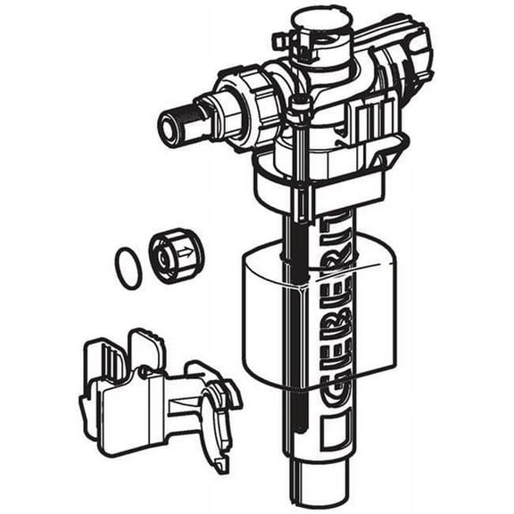 Geberit 241.469.00.1 Type 380 Lateral Water Supply Connection Fill Valve with 0.375 in. Nipple Made of Brass