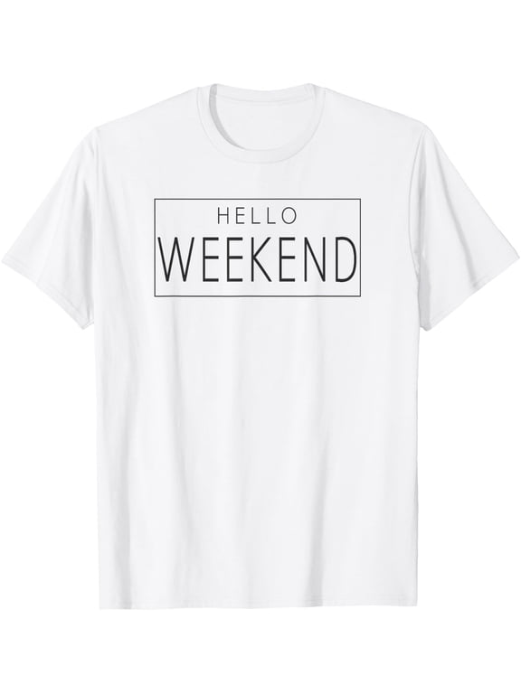 Trendy Hello Weekend Boxed Panel T-Shirt