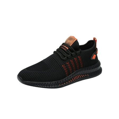 

Sanviglor Womens Running Shoes Lace Up Sport Shoe Breathable Sneakers Hiking Patchwork Non-Slip Casual Sneaker Lightweight Fitness Workout Trainers Black Orange 10.5