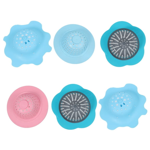 Guangmc 6pcs Flower Silicone Sink Strainer Hair Catcher Drain Stopper