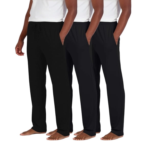 Real Essentials 3 Pack: Men's Pajama Pants Soft PJ Lounge Bottoms Loungewear Pijamas Elastic Waist Pockets (Big and Tall)
