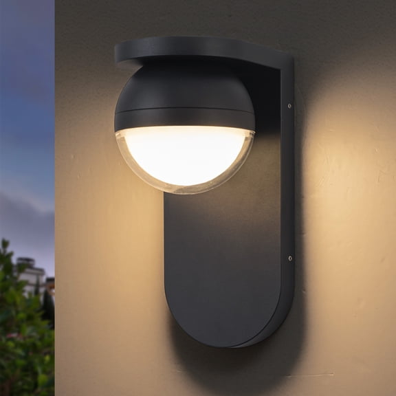C Cattleya 11-in Matte Black Hardwired Integrated LED Outdoor Wall Light