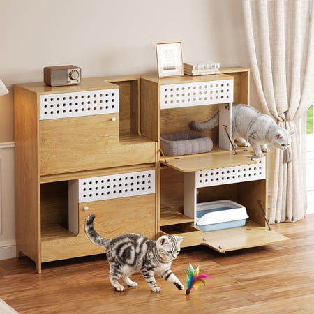 Cat Litter Box Enclosure Side Table Modern Durable Build Quality Materials Compact