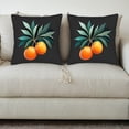 thumbnail image 3 of Set of 2 Decorative Throw Pillow Covers 18x18in - Vibrant Black Background with Green Leaf Branch and Orange Fruits Design for Couch Bed Car, 3 of 8