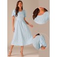 thumbnail image 2 of DARING DIVA Women's Puff Sleeve Textured Fit and Flare Dresses L Sky Blue, 2 of 5