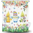 thumbnail image 3 of Spring Floral Gnomes Shower Curtain, Flower Colorful Butterfly Tree Grassland Bath Curtains, Green Plants Cute Bathroom Decor Bathtub Sets Home with Hooks, 69X72IN, 3 of 5